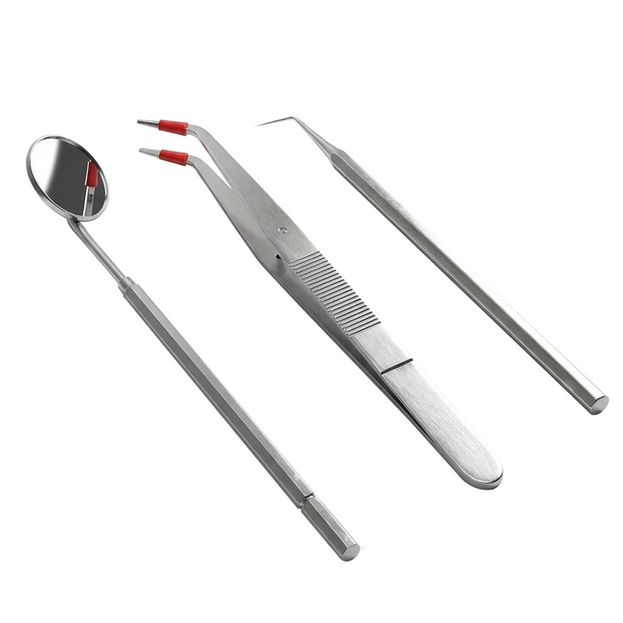 Mouth mirror and tweezers diagnostic set